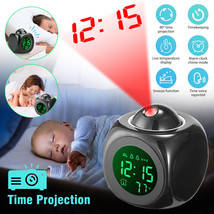 Alarm Clock Led Wall/Ceiling Projection Lcd Digital Voice Talking Temper... - $25.64
