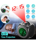 Alarm Clock Led Wall/Ceiling Projection Lcd Digital Voice Talking Temper... - $25.99