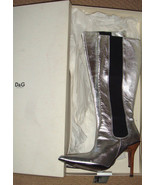 NOS $780.00 Dolce &amp; Gabbana Scarpa Classic metallic silver boots w/ - £556.81 GBP