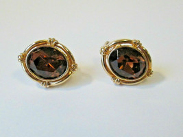 Vtg Avon Allegro Stone Collection Simulated Topaz Clip On Earrings 1983 W Box - £11.25 GBP