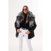 Vinci The Alessia Black Leather & Fox Fur Women Jacket image 15