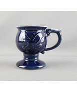 Hand Thrown Coffee Mug Tea Cup Studio Pottery Blue Eagle Pedestal Footed... - £10.08 GBP