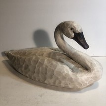 Swan Figurine painted carved wood Resin Composite 19” Realistic Folk - £44.70 GBP