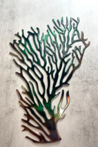 Coral Branch Large Fan - Metal Wall Art - Copper  Green  34&quot; tall - $106.38