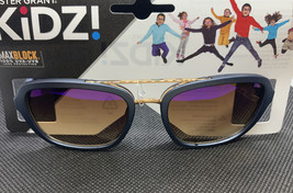 NWT Boys Kids KIDZ Foster Grant Sunglasses Dark Gray Almost Black With Gold - £8.01 GBP