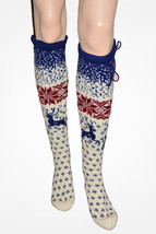 Boot sock Norwegian style fair isle socks Wool handmade socks Knitted long socks - £24.11 GBP
