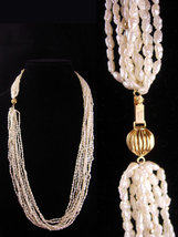 14kt gold 10 strand pearl necklace - 30&quot; long - Bridal Pearl Necklace -V... - $245.00