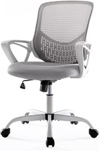 Grey Office Chair Ergonomic Computer Desk Chair With Mesh Mid-Back And - £55.22 GBP