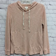 Anthropologie Womens Hoodie Sweatshirt Pink Drawstring Ribbed Pockets St... - £4.10 GBP