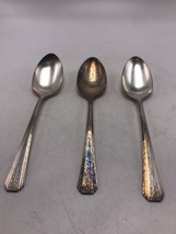 Oneida CLARION Community Serving Spoons 3pc Lot Set Art Deco Par Plate Flatware - £11.59 GBP