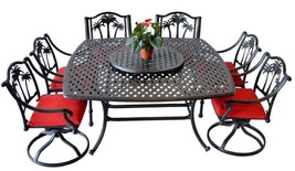 8 piece patio dining set outdoor cast aluminum furniture Palm tree chairs table - £2,810.94 GBP