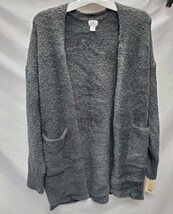 Stars Above Cozy Women's XS/S Feather Yarn Lounge Cardigan Charcoal  image 3