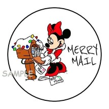 30 Minnie Mouse Christmas Merry Mail Envelope Seals Labels Stickers 1.5&quot; Round - £5.89 GBP