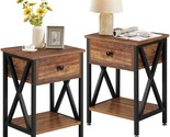 Nightstand Set Of 2, Modern Bedside End Tables, Night Stands With Drawer... - £106.49 GBP