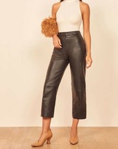 Brown Womens Leather Pants Genuine Lambskin Straight Leg Pant Handmade F... - £84.30 GBP+