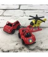 Mini Toy Vehicles Lot Of 3 Red Race Car Jeep Helicopter Cute Toys  - $9.89