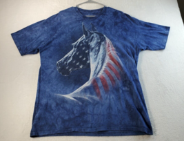 The Mountain T Shirt Mens Size XL Blue Tie Dye 100% Cotton American Flag Horse - £15.61 GBP