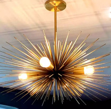 Mid Century Sea Urchin 8 Light Brass Chandelier Home Decorative Sputnik ... - £223.37 GBP
