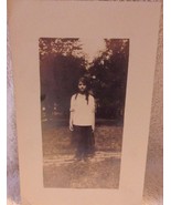 Young Woman Standing On A Path In Front Of A Sign Real Photo Postcard 1920s - $5.99