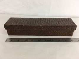 Vintage Brown Rattan Woven Set of 6 Napkin Ring Holders with Storage Case - $9.90