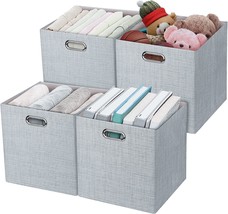 Sliver Grey 3X Thicker Fabric Storage Cubes 13 Inch Collapsible Storage ... - £36.10 GBP