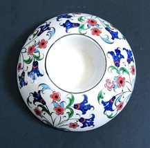 Handmade Signed Turkish Kutahya Turkey Floral Candle Holder Folk Art Cot... - £20.15 GBP