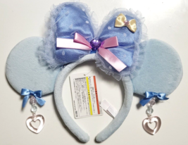 MINNIE MOUSE Disney Headband Polka Dot Ribbon Tokyo Disney Resort Light Blue - £23.54 GBP