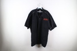 Vtg Harley Davidson Mens 4XL Faded Spell Out Skull Fire Flames Mechanic Shirt - £44.36 GBP