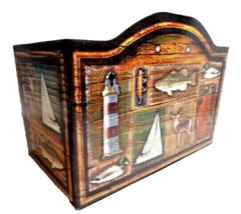 Fishing Lodge Storage Gift Box Basket Cardboard Fish Deer Lighthouse Boa... - $12.55