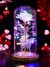 Mother&#39;s Day Gifts for Mom Her Wife, Galaxy Rose Crystal Flower, Light up Flower - £27.25 GBP