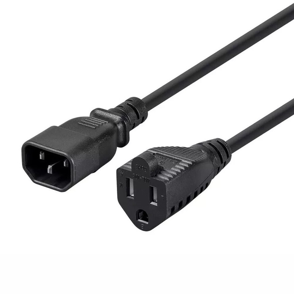 3 Pcs 1FT 18/3 Power Cord Cable IEC 320 C14 to NEMA 5-15R 10A 18AWG 3 Pr... - $22.63