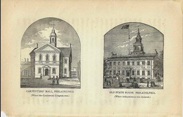 Carpenters&#39; Hall and Old State House Original 1884 Print First Edition 5 x 7 - £20.99 GBP