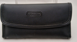 Classic Authentic Black Leather COACH Checkbook Cover - Unisex  - £12.40 GBP