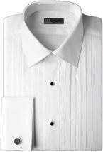 White IKE Behar Cotton Laydown Collar with 1/2 Inch Pleats Tuxedo Shirt ... - $93.10+