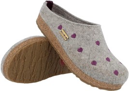 HAFLINGER Grizzly Cuoricini GRAY Hearts Arch Support Slipper 7 8 EU 36 3... - £79.63 GBP