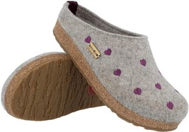 HAFLINGER Grizzly Cuoricini GRAY Hearts Arch Support Slipper 7 8 EU 36 3... - $89.99+