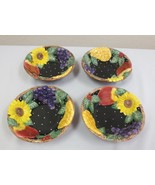 Set of 4 Rare Fitz and Floyd embossed Fruit &amp; Sunflower 7&quot; bowls c 1993 - £39.91 GBP