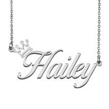 Hailey Name Necklace Tag with Crown for Best Friends Birthday Party Gift - £12.52 GBP