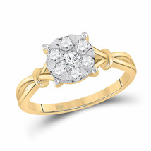 10kt Yellow Gold Womens Round Diamond Flower Cluster Ring 1/2 Cttw - £558.51 GBP