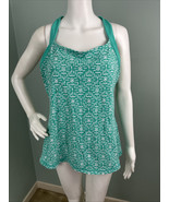 Women&#39;s Lucy LucyPower Sea Green Dash Print Crossback Activewear Tank To... - €14,17 EUR