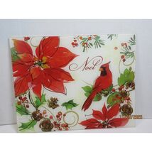 Julie Patton Christmas Cutting Board Poinsettia Cardinal Noel Glass Kitc... - €10,43 EUR