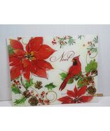 Julie Patton Christmas Cutting Board Poinsettia Cardinal Noel Glass Kitchen Deco - €10,41 EUR