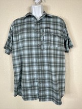 Wrangler Men Size M Grn/Gray Plaid Button Up Zip Pocket Outdoor Shirt - $9.68