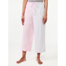 Joyspun Women&#39;s Woven Cropped Pajama Pants Completely Pink Stripe Sz 3X (22w-24w - £14.07 GBP