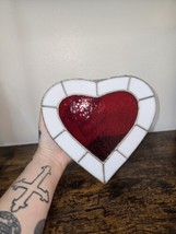 Vintage Red Stained Glass Heart Trinket Box - £33.06 GBP