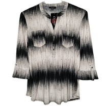 NWT Cocomo Size XL Black Multicolor Pintuck 3/4 Sleeve Blouse Top - £27.96 GBP