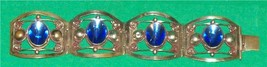 Vtg Ha Retro Sterling Silver Cobalt Blue Bracelet Taxco Mexico Studio Jewelry - £72.41 GBP