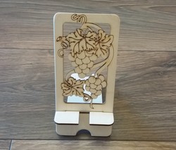 Grapes and Leaves Phone Stand, Wooden Mobile Phone Stand, Hands Free Phone Stand - £28.86 GBP