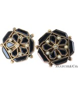 14K (585) Yellow Gold - golden Onyx Stone And  Pearl Earring, 5.1 Gram - $702.90
