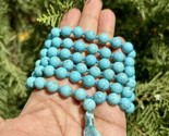 8 mm Rnd 108+1 Beads 40&quot; Natural Turquoise Jaap Rosary, Japa Mala Energi... - $32.33